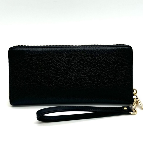 Michael Kors Large Continental Wallet Wristlet Black/Gold - Picture 5 of 10
